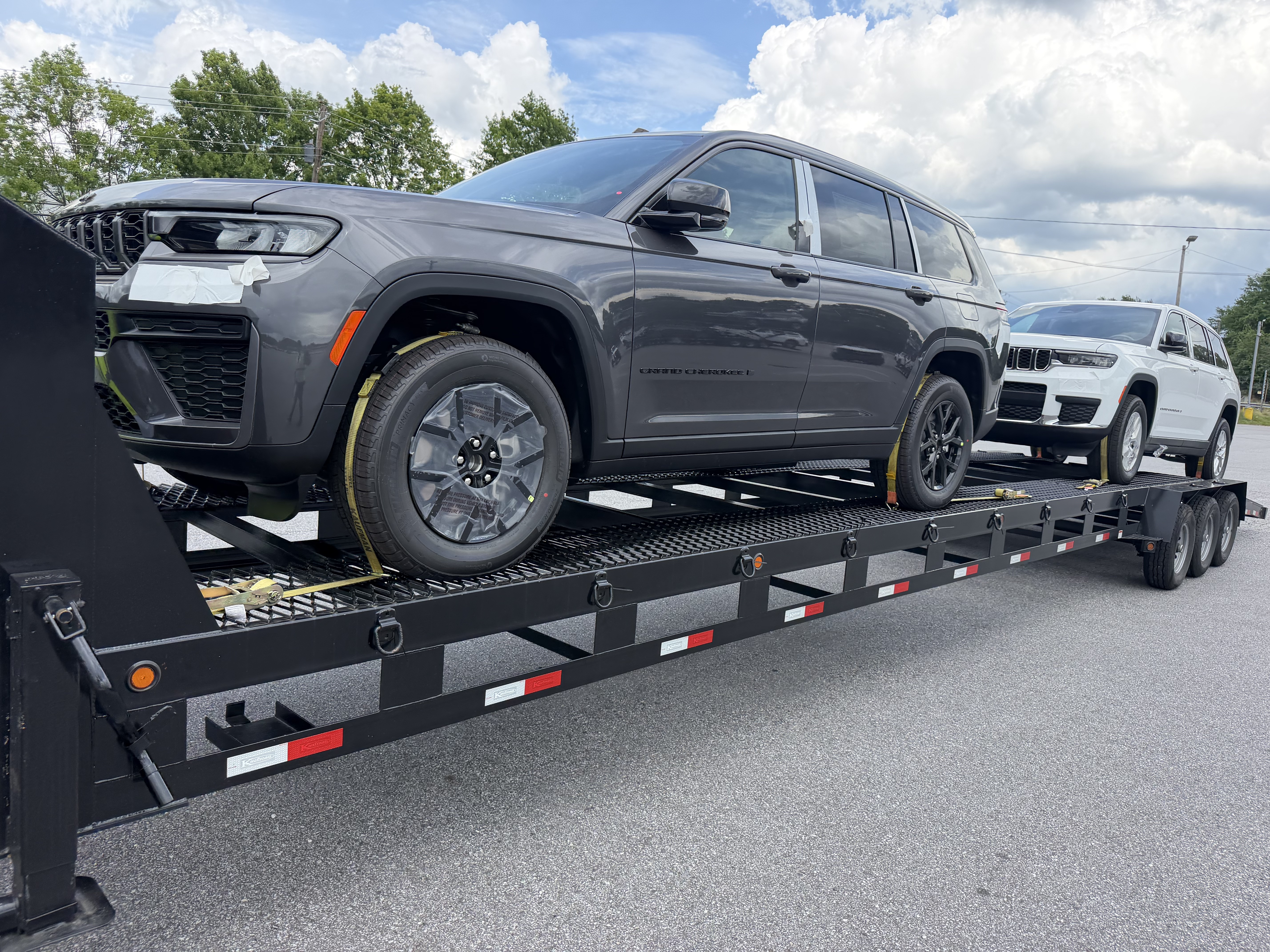New SUVs secured for finished vehicle transport